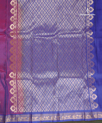 Pure Mix Silk Saree - Dual Tone Green Colour Body With Contrast Violet Small Border