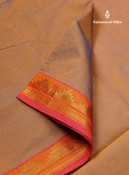 Beautiful Dual Tone Brown Plain Semi Silk Cotton Saree With Contrast Pink Blouse