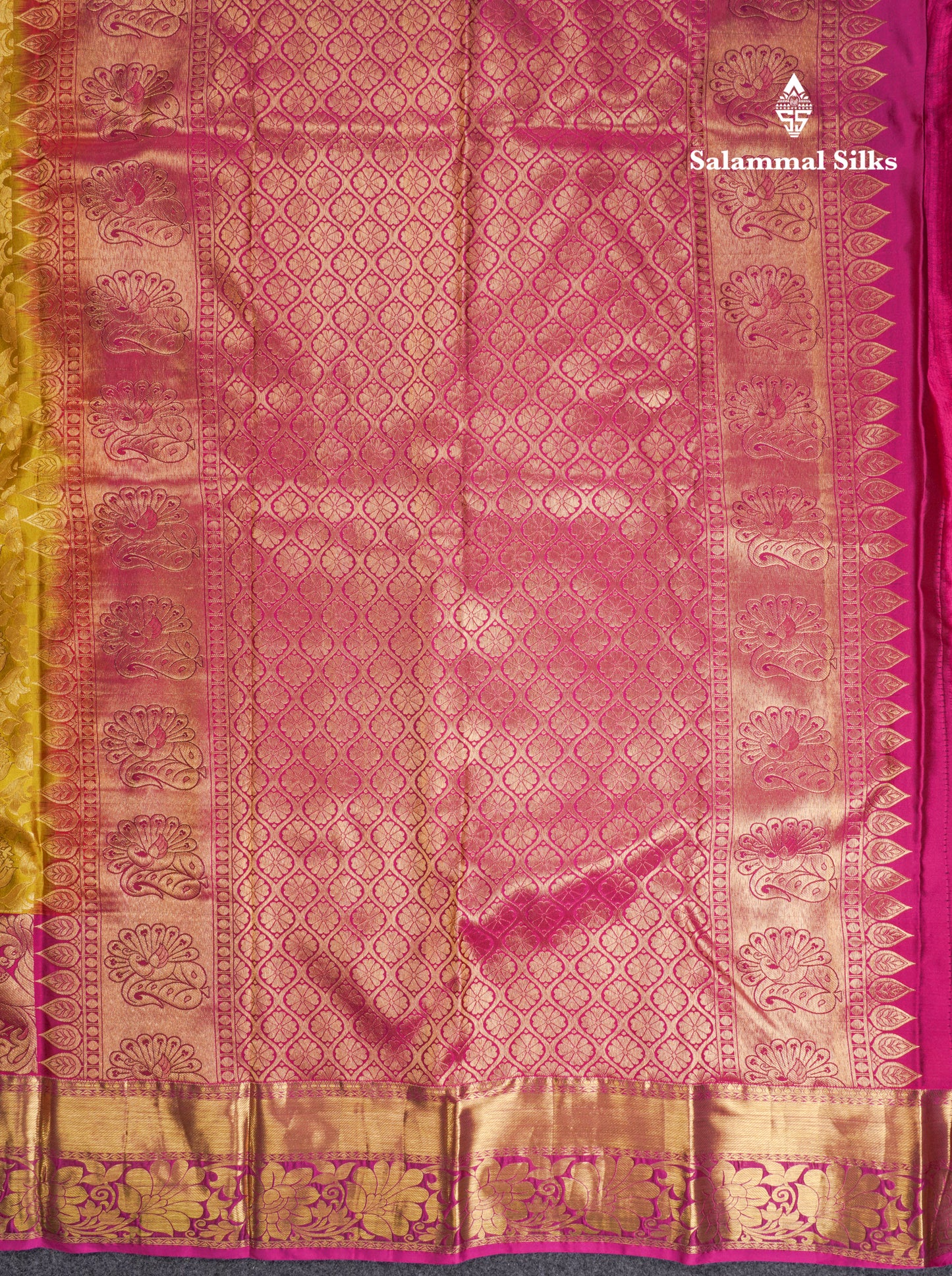 Beautiful Mustard Yellow Puremix Silk Saree With Contrast Pink Traditional Evening Morning Border