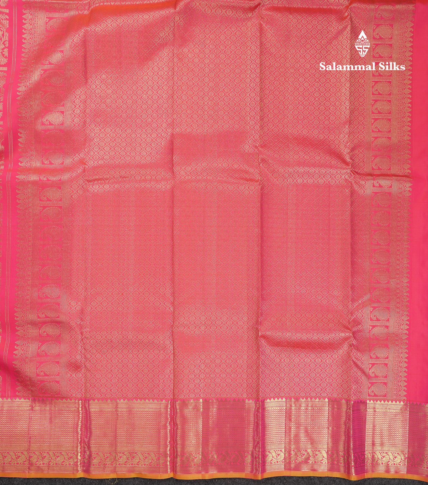 Beautiful Dual Tone Pinkish Orange Bridal Pure Kanjivaram Silk Saree With Traditional Border