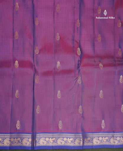 Pure Mix Silk Saree - Dual Tone Green Colour Body With Contrast Violet Small Border