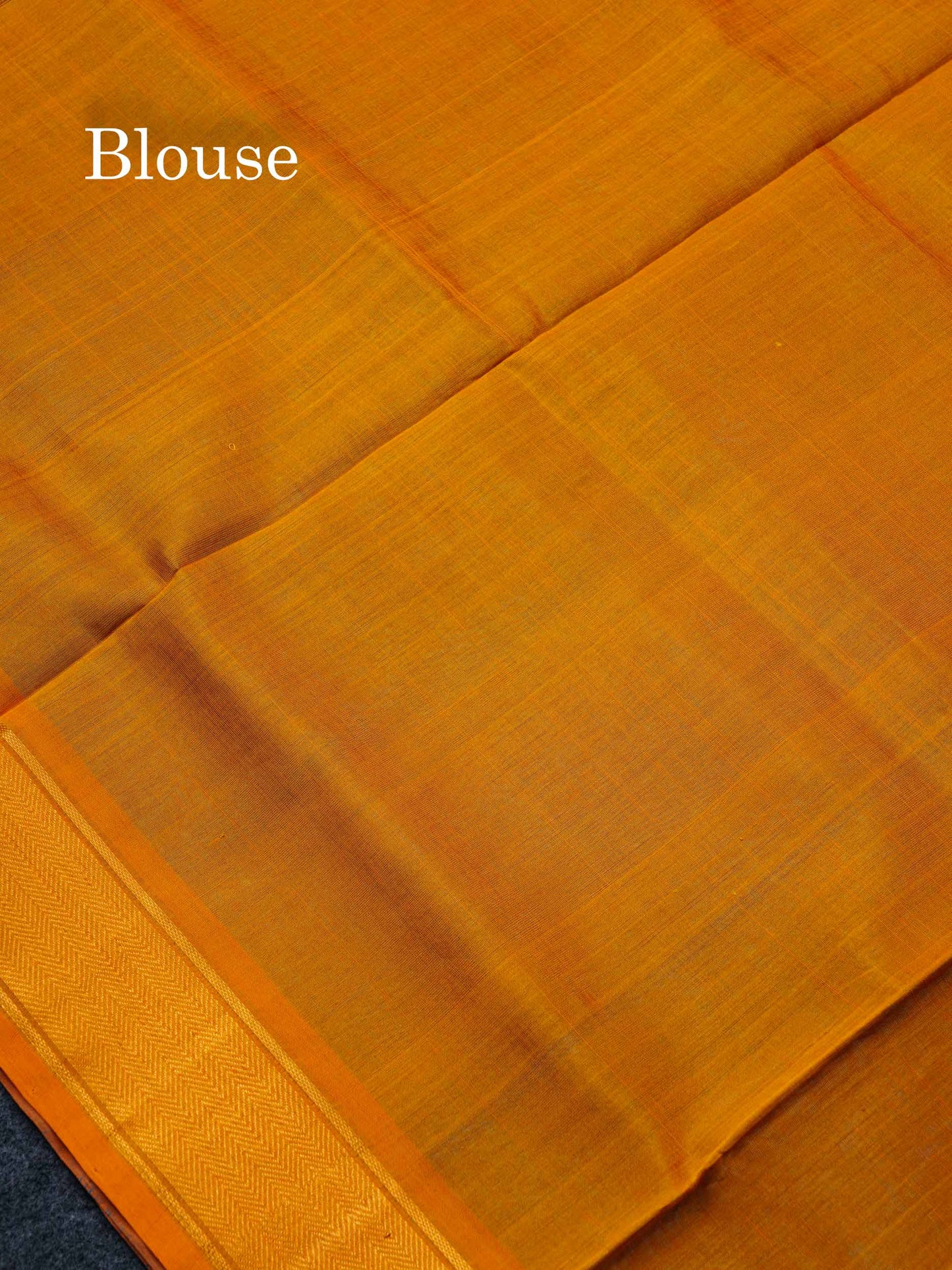 Ramar Blue Plain Pure Silk Cotton Saree With Contrast Mustard Yellow Blouse