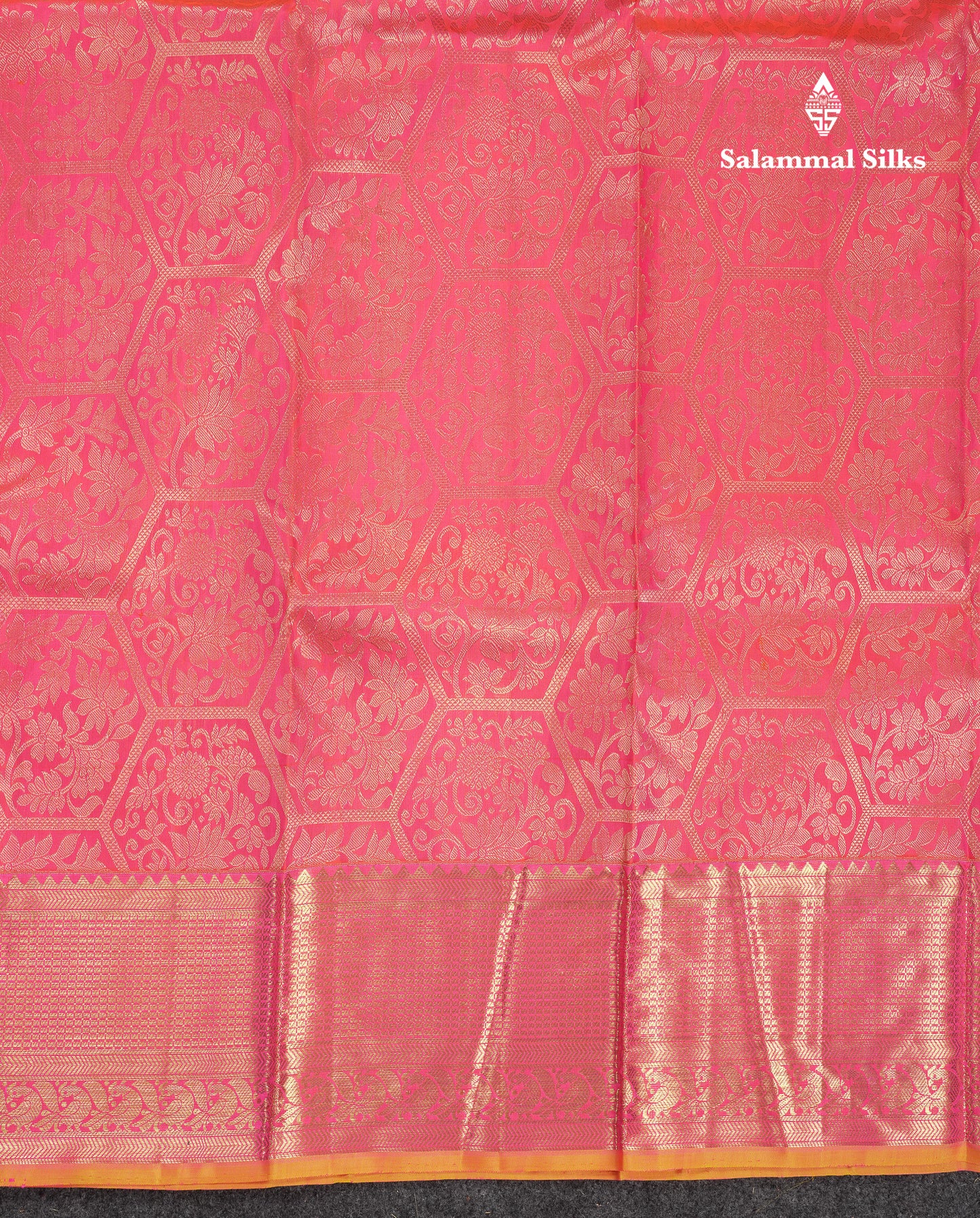 Beautiful Dual Tone Pinkish Orange Bridal Pure Kanjivaram Silk Saree With Traditional Border