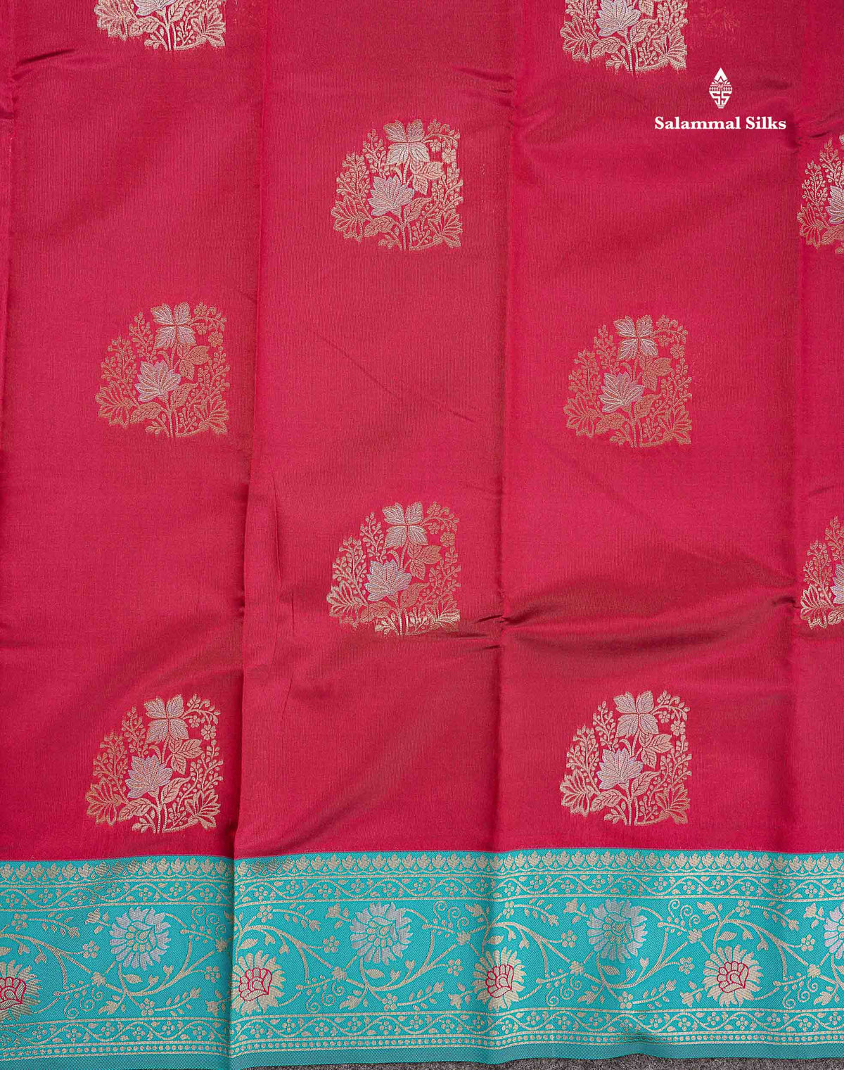 Semi Silk Saree - Maroon Colour Body With Contrast Teal Green Fancy Border