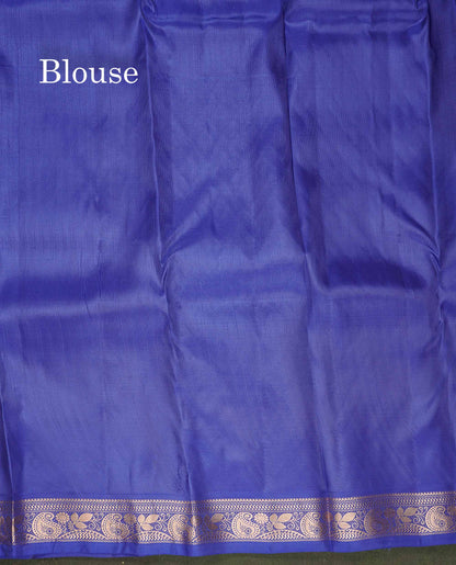 Pure Mix Silk Saree - Dual Tone Green Colour Body With Contrast Violet Small Border