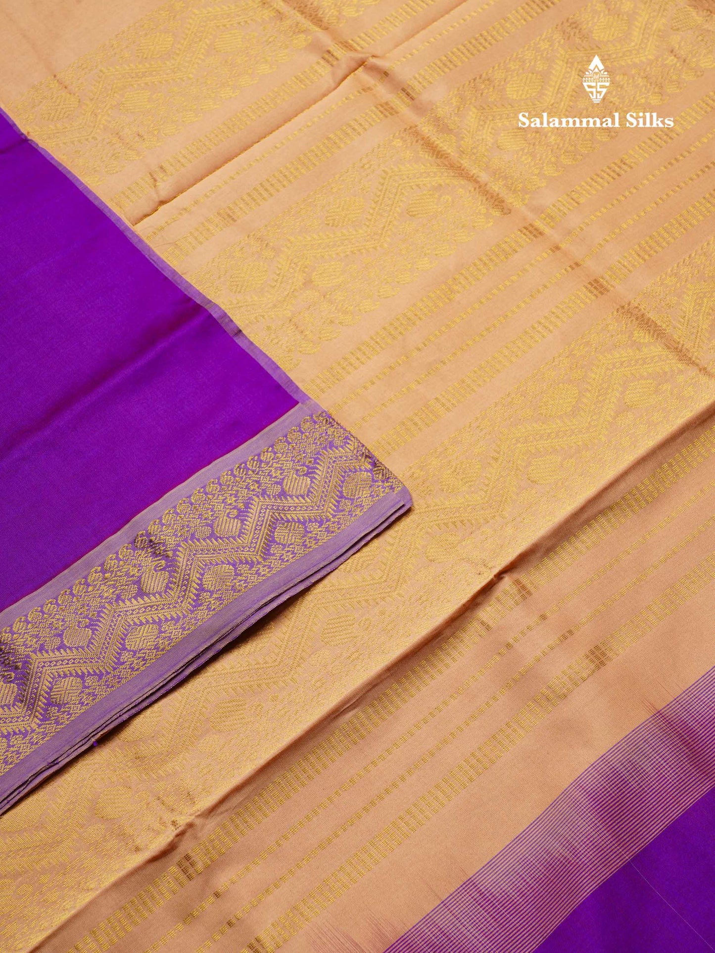 Beautiful Purple Plain Semi Silk Cotton Saree With Contrast Dark Sandal Blouse