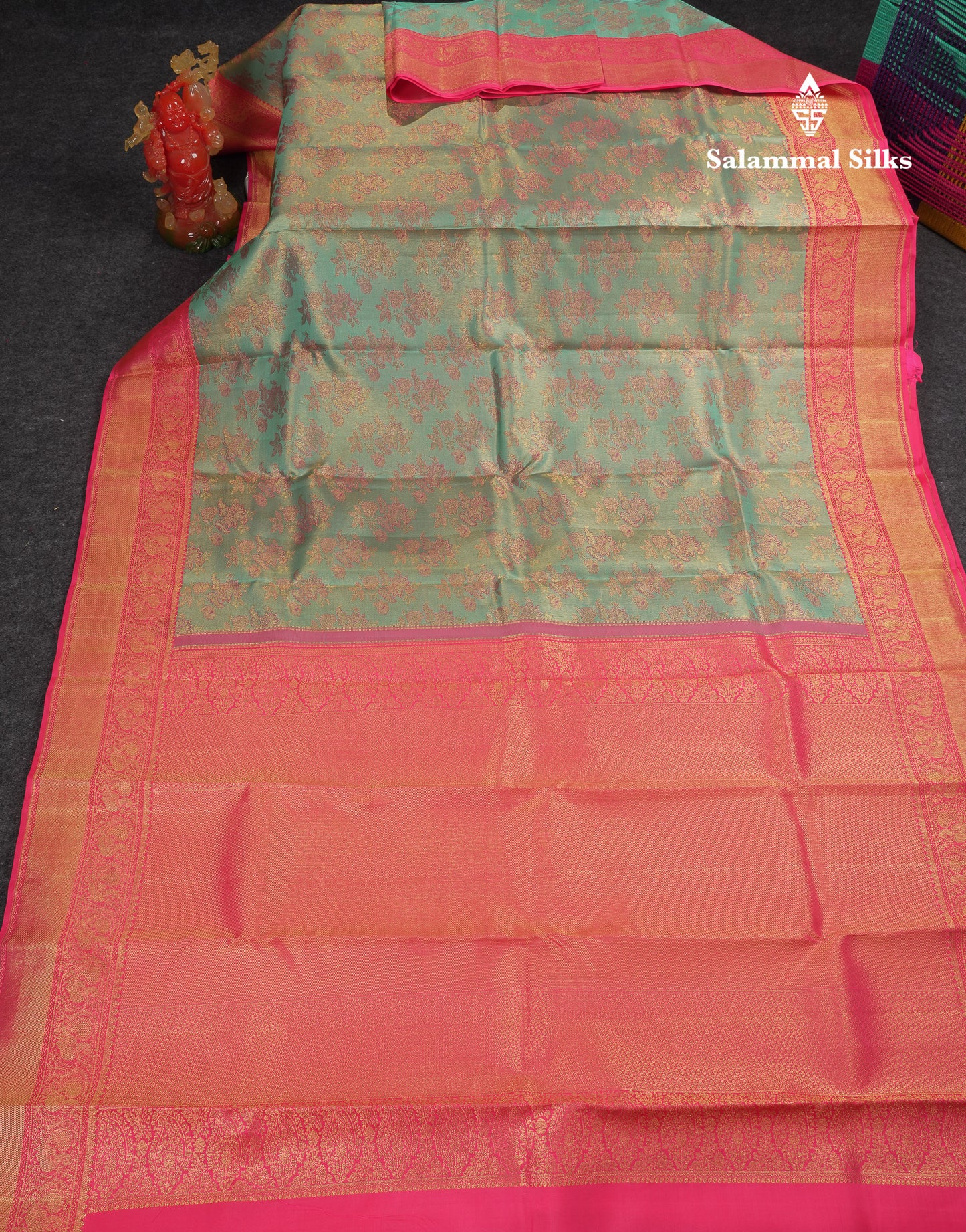 Beautiful Pastel Blue Bridal Pure Kanjivaram Silk Saree With Contrast Light Pink Traditional Border