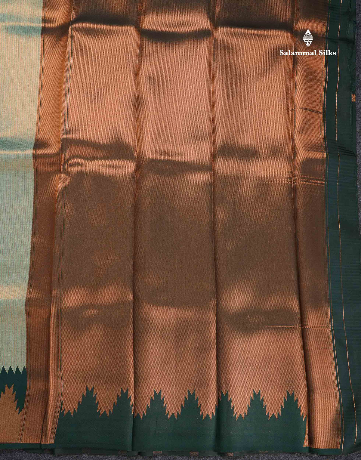 Semi Silk Saree - Light Pista Green Colour Body With Contrast Bottle Green Temple Border