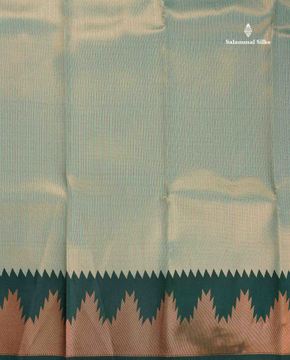 Semi Silk Saree - Light Pista Green Colour Body With Contrast Bottle Green Temple Border