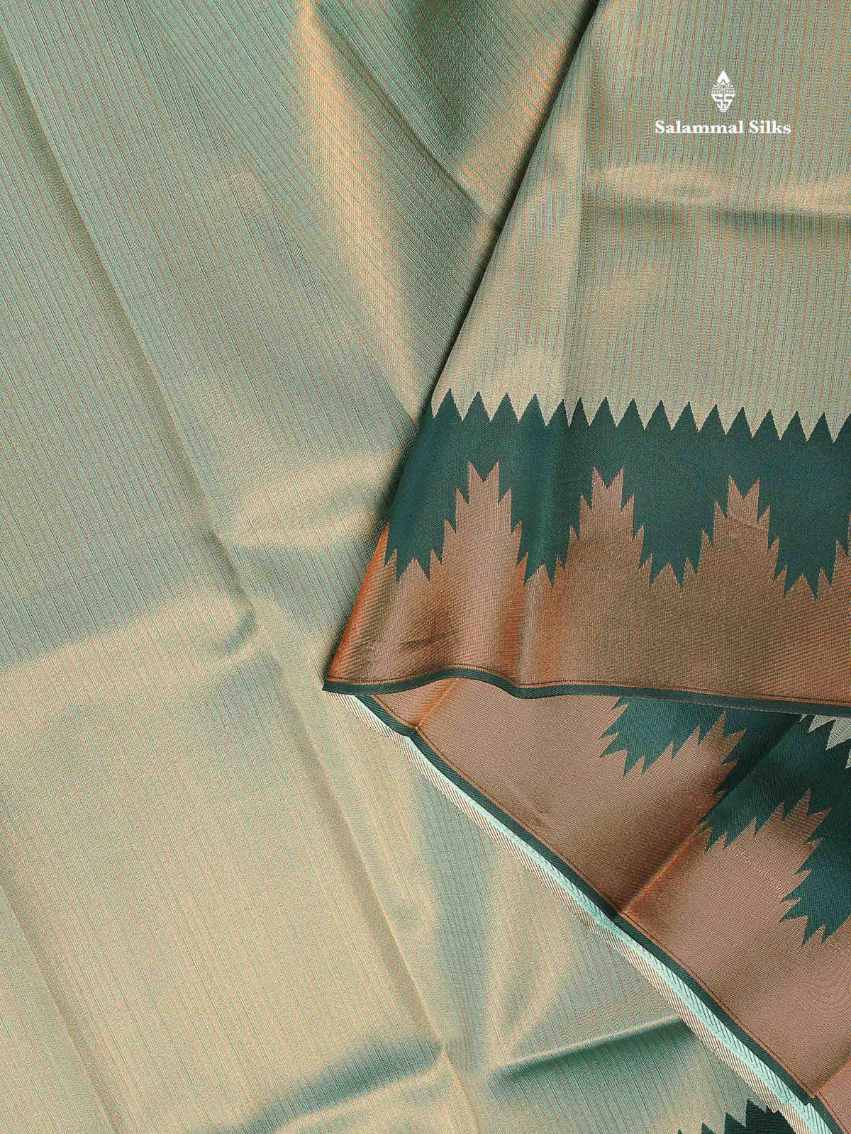 Semi Silk Saree - Light Pista Green Colour Body With Contrast Bottle Green Temple Border