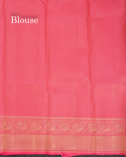 Beautiful Pastel Blue Bridal Pure Kanjivaram Silk Saree With Contrast Light Pink Traditional Border