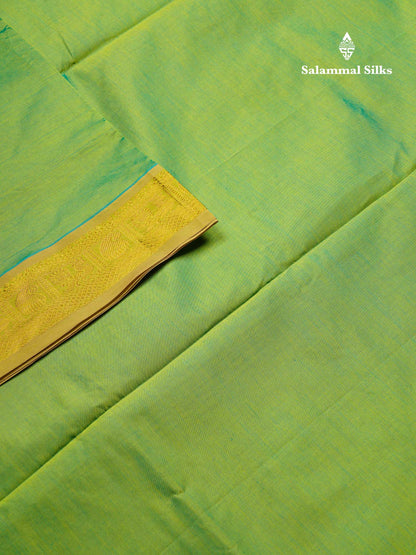 Beautiful Dual Tone Parrot Green Plain Semi Silk Cotton Saree With Contrast Dark Sandal Blouse