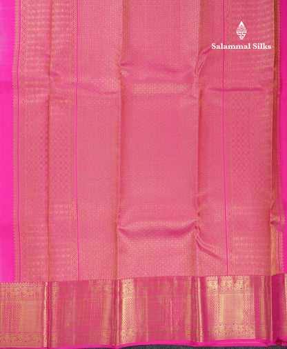 Beautiful Lavender Bridal Pure Kanjivaram Silk Saree With Contrast Pink Traditional Border