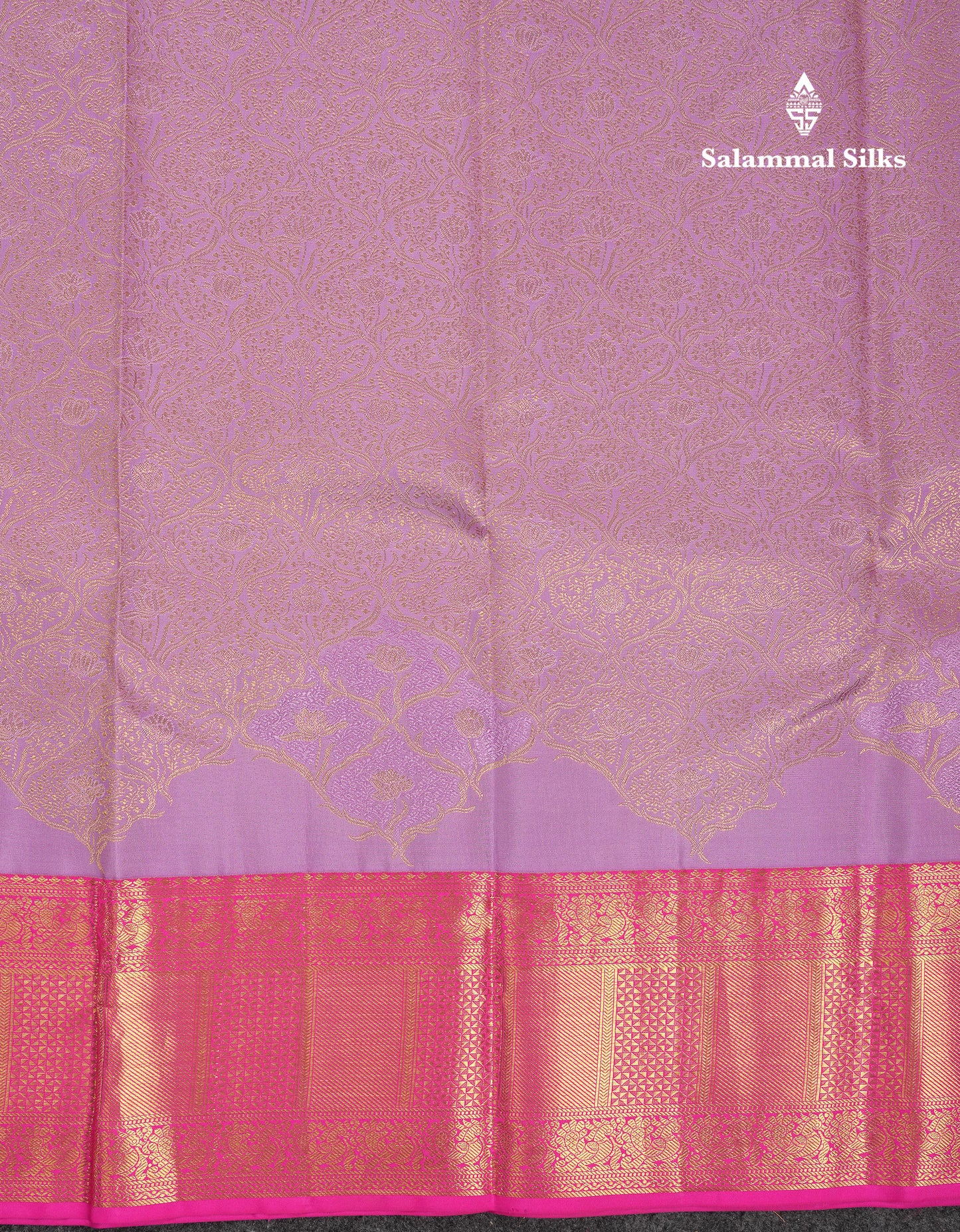 Beautiful Lavender Bridal Pure Kanjivaram Silk Saree With Contrast Pink Traditional Border