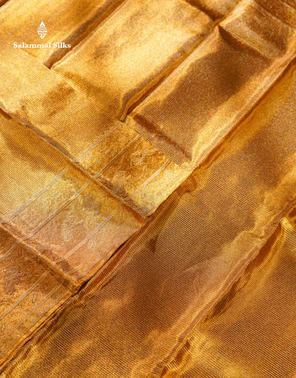 Beautiful Gold Tissue Bridal Pure Kanjivaram Silk Saree With Traditional Border