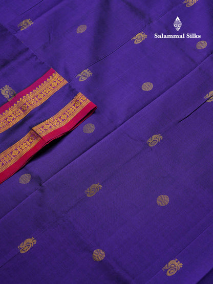 Beautiful Dual Tone Blue Semi Silk Cotton Saree With Traditional Gap Border