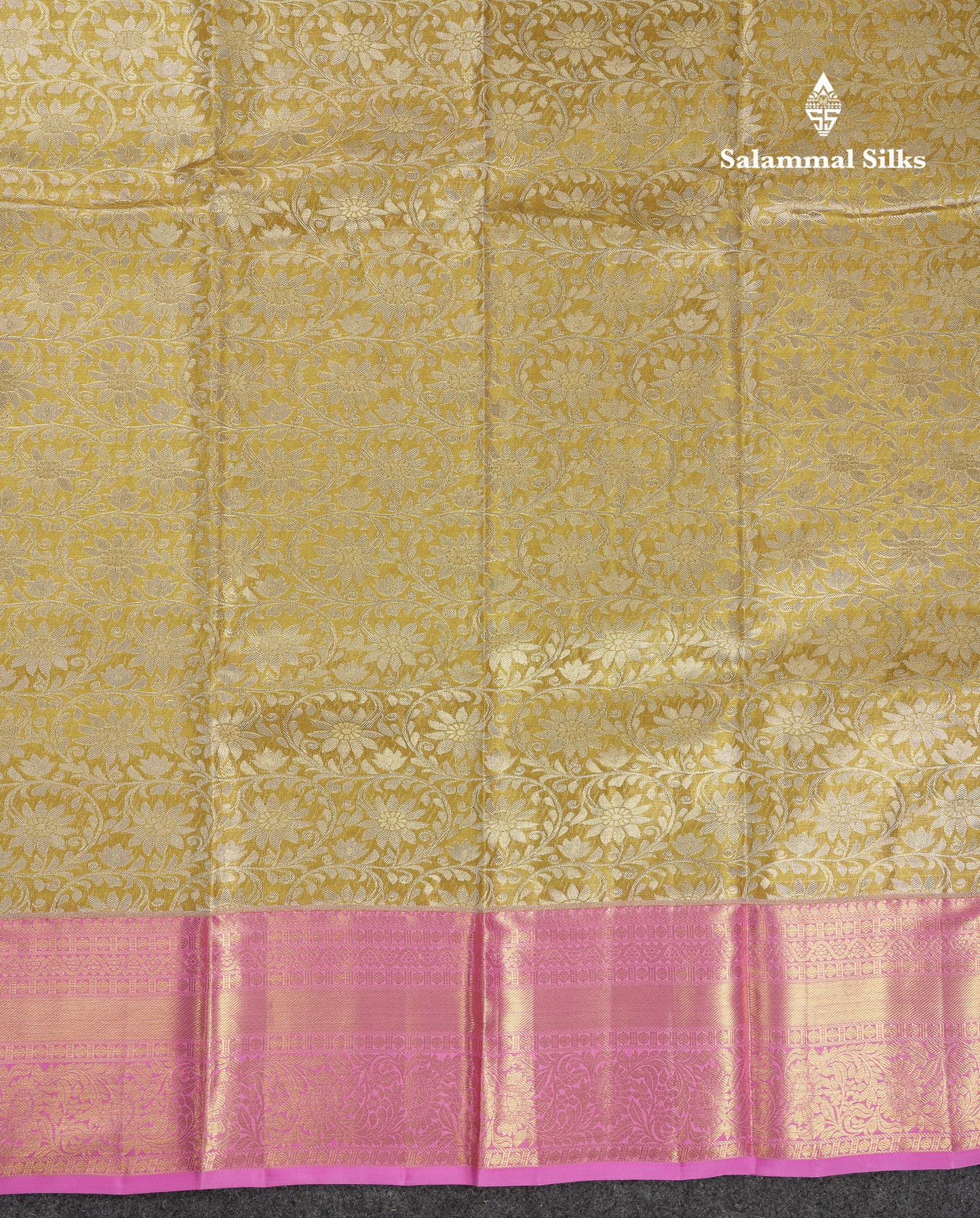 Beautiful Gold Tissue Bridal Pure Kanjivaram Silk Saree With Contrast Lavender Traditional Border