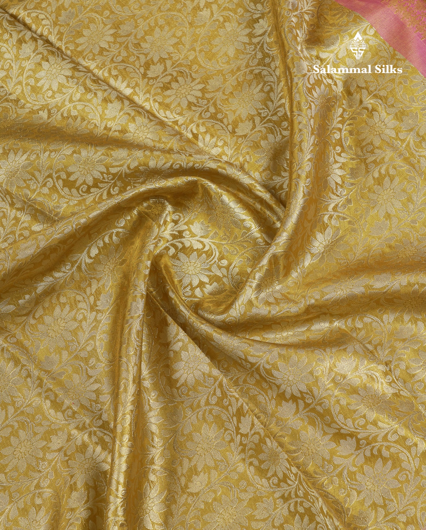 Beautiful Gold Tissue Bridal Pure Kanjivaram Silk Saree With Contrast Lavender Traditional Border