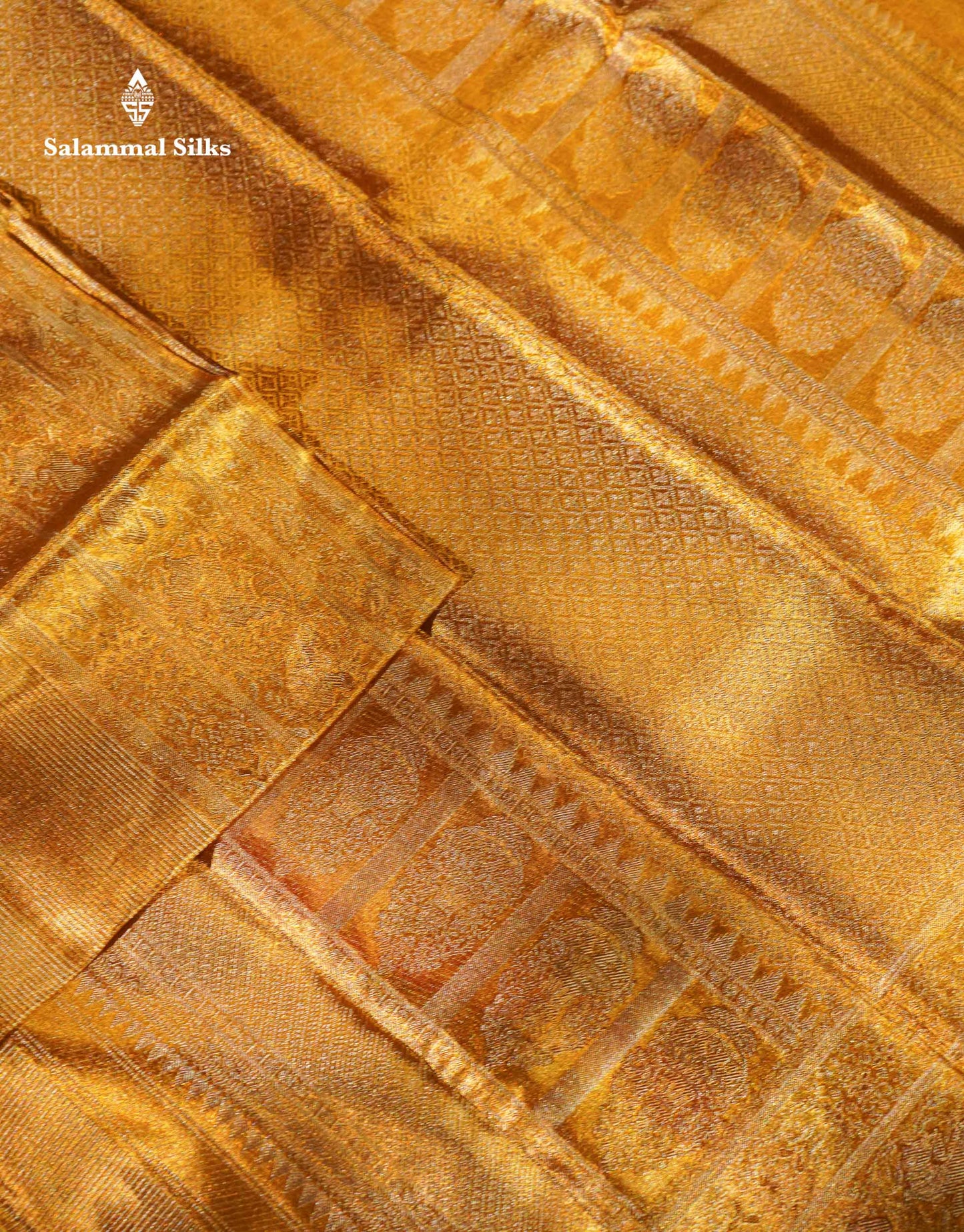 Beautiful Gold Tissue Bridal Pure Kanjivaram Silk Saree With Traditional Border