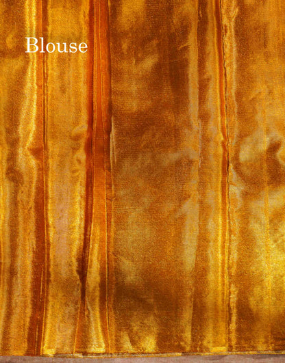 Beautiful Gold Tissue Bridal Pure Kanjivaram Silk Saree With Traditional Border