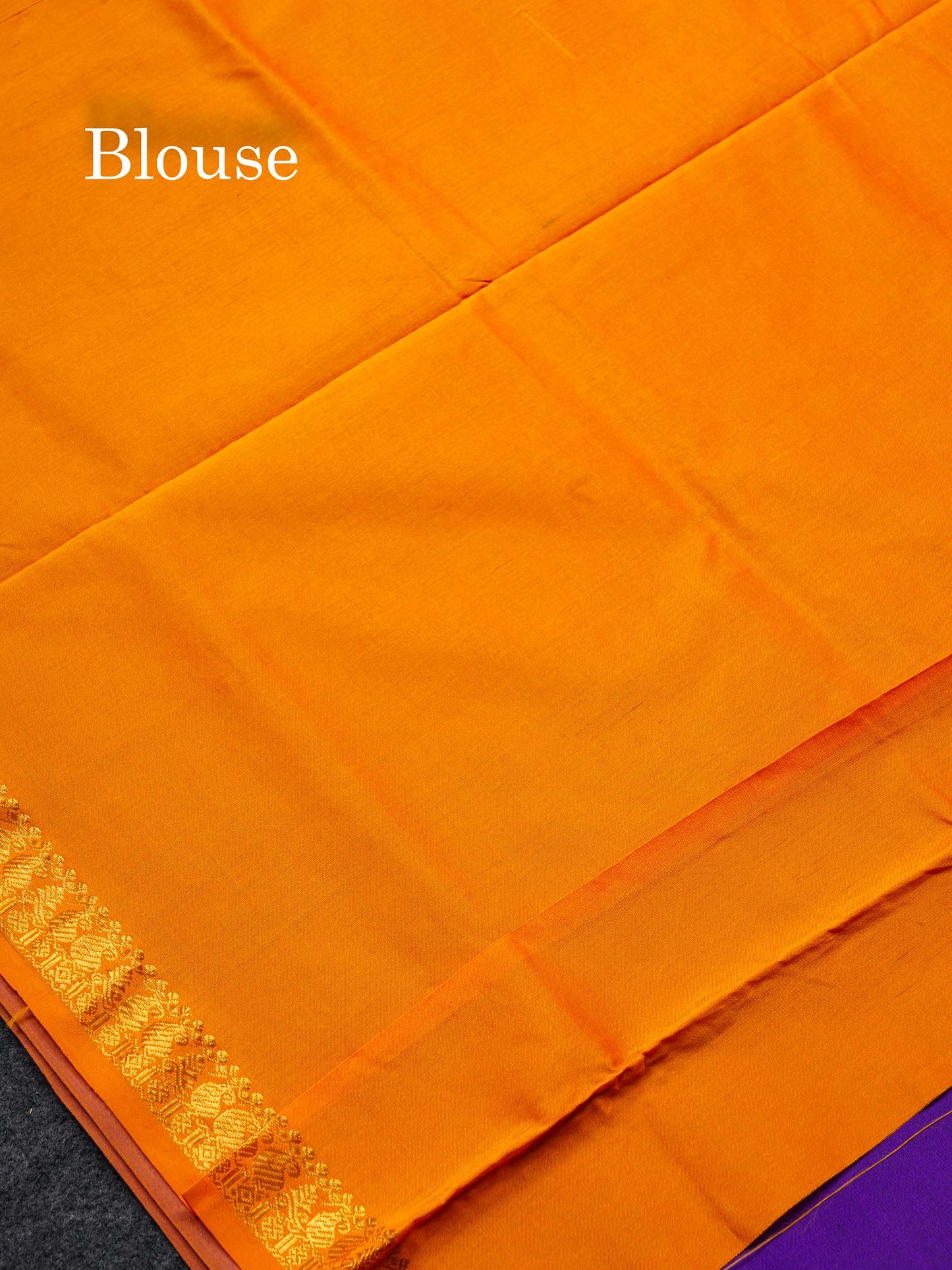 Beautiful Purple Plain Semi Silk Cotton Saree With Contrast Mustard Yellow Blouse