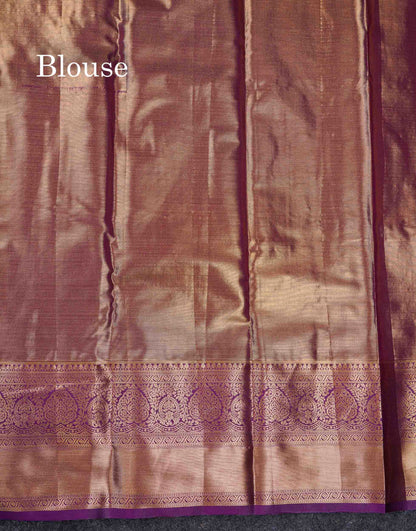 Beautiful Mustard Yellow Bridal Semi Silk Saree With Contrast Dark Purple Traditional Evening Morning Border