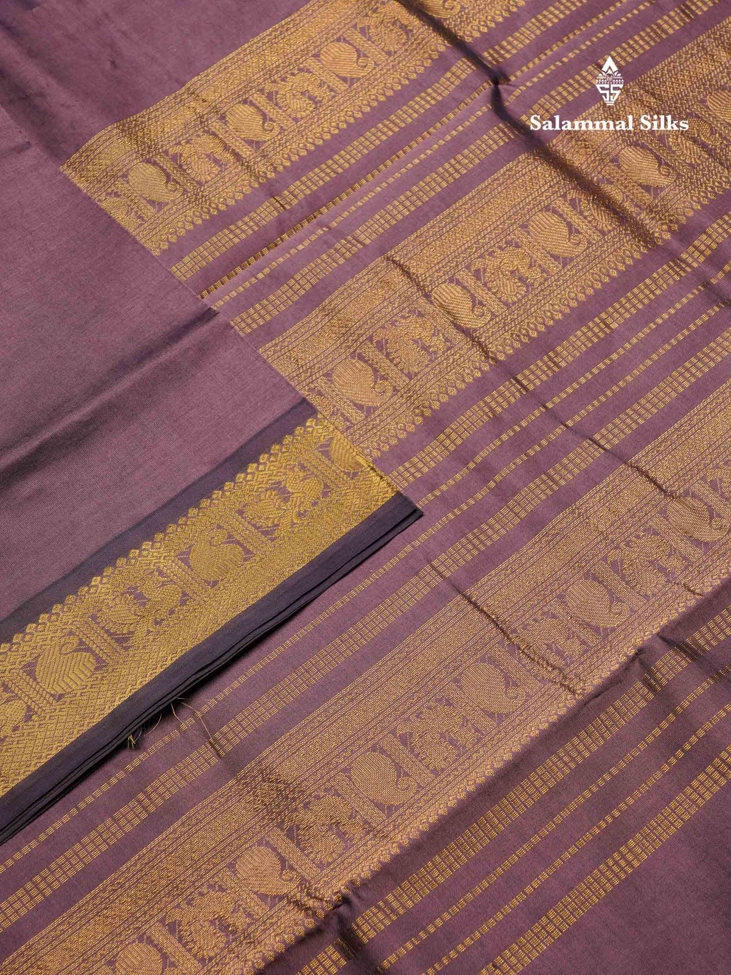 Beautiful Light Violet Plain Semi Silk Cotton Saree With Traditional Border