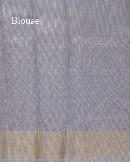 Light Grey Embroidery Work Silk Kota Fancy Saree With Gold Zari Border