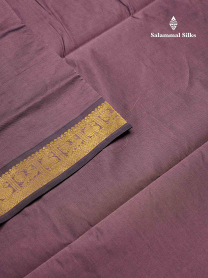 Beautiful Light Violet Plain Semi Silk Cotton Saree With Traditional Border