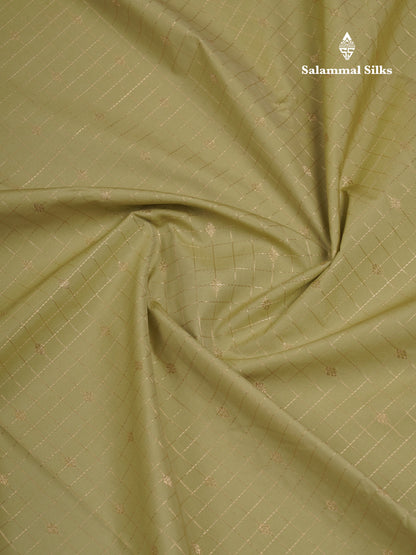 Beautiful Pista Green Zari Checks And Buttas Semi Silk Saree With Contrast Violet Traditional Border
