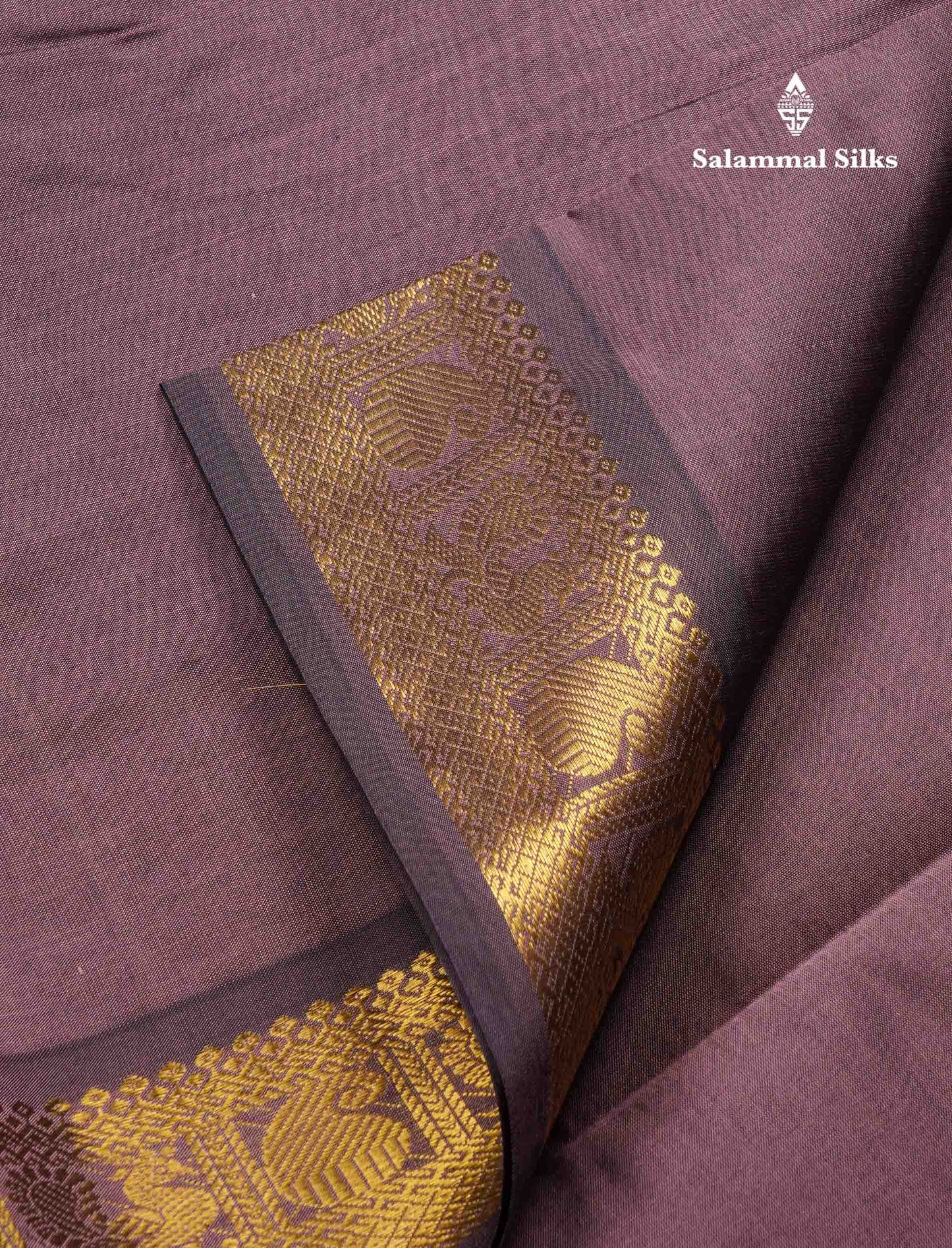 Beautiful Light Violet Plain Semi Silk Cotton Saree With Traditional Border