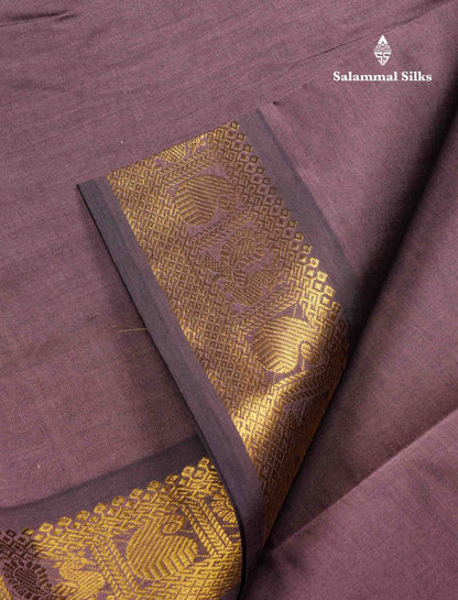 Beautiful Light Violet Plain Semi Silk Cotton Saree With Traditional Border