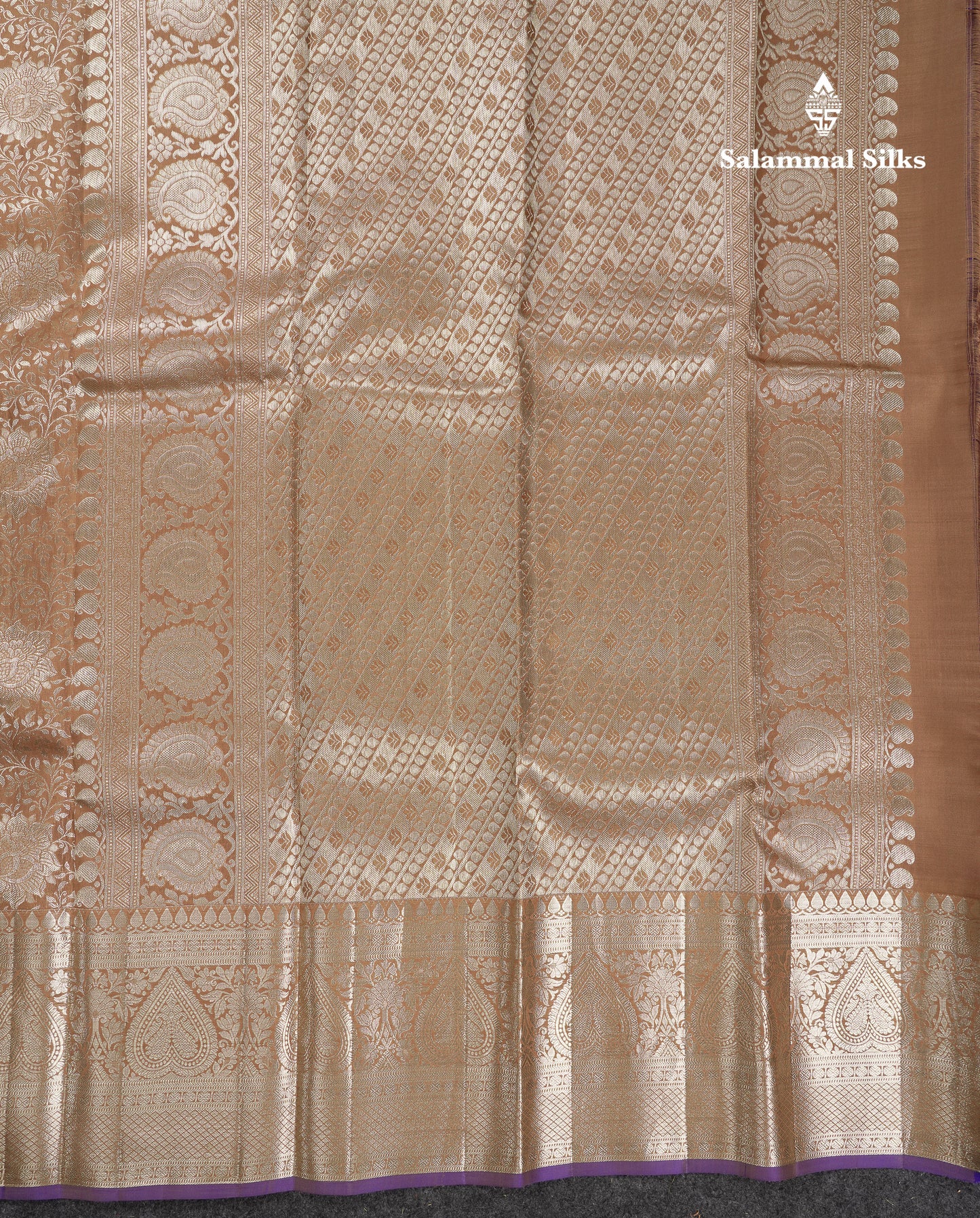 Beautiful Dark Sandal Bridal Pure Kanjivaram Silk Saree With Traditional Evening Morning Border