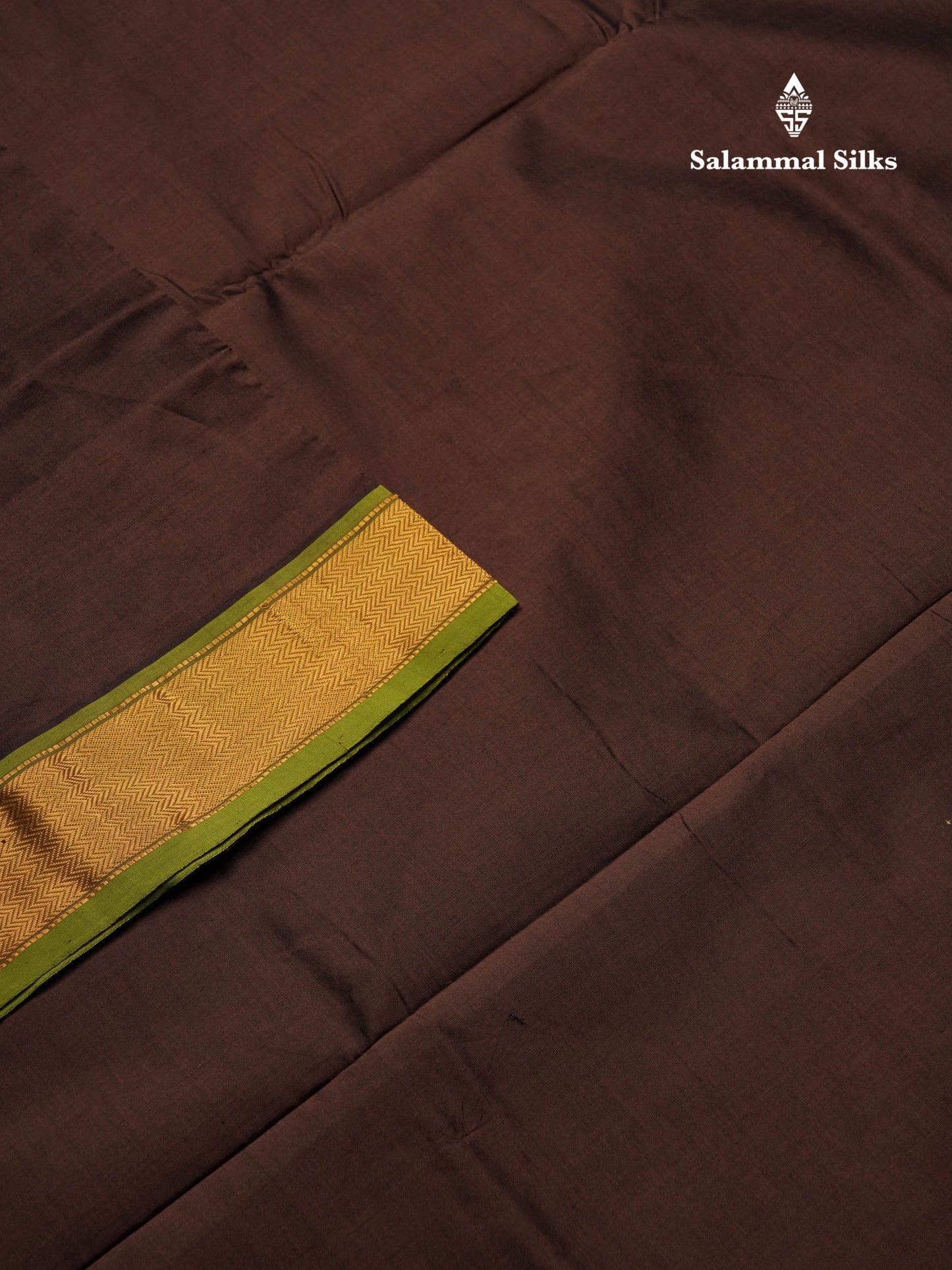 Beautiful Brown Plain Semi Silk Cotton Saree With Contrast Parrot Green Blouse