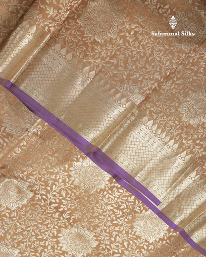 Beautiful Dark Sandal Bridal Pure Kanjivaram Silk Saree With Traditional Evening Morning Border