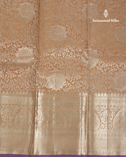 Beautiful Dark Sandal Bridal Pure Kanjivaram Silk Saree With Traditional Evening Morning Border