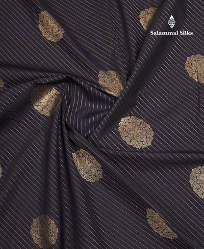 Beautiful Dark Navy Blue Semi Silk Saree With Contrast Sapphire Green Traditional Evening Morning Border