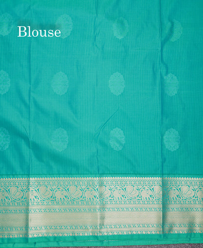 Beautiful Dark Navy Blue Semi Silk Saree With Contrast Sapphire Green Traditional Evening Morning Border