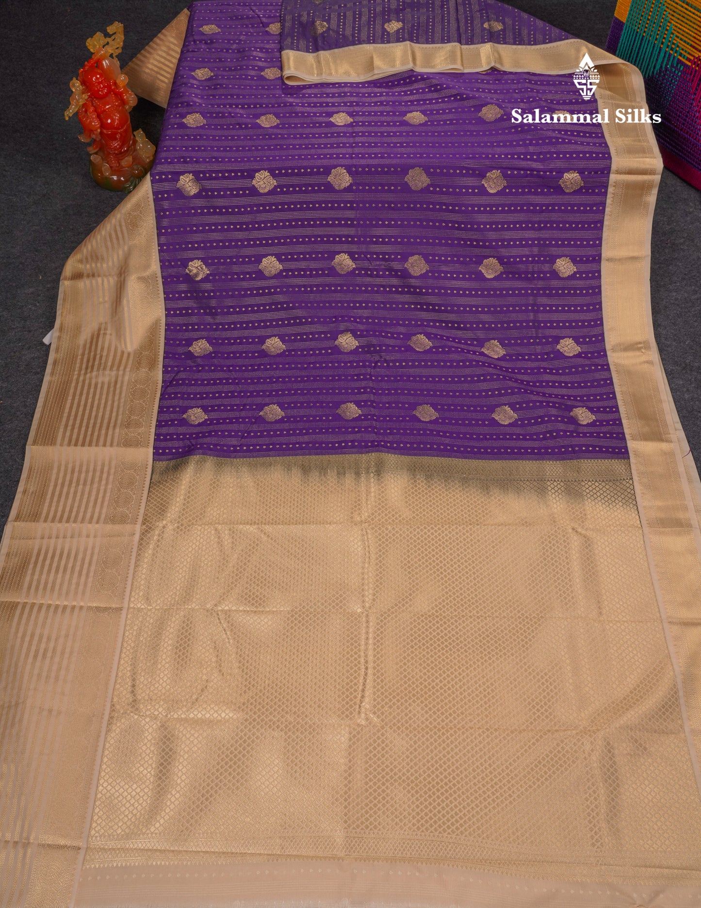Beautiful Orange Semi Silk Saree With Contrast Cream Sandal Traditional Evening Morning Border