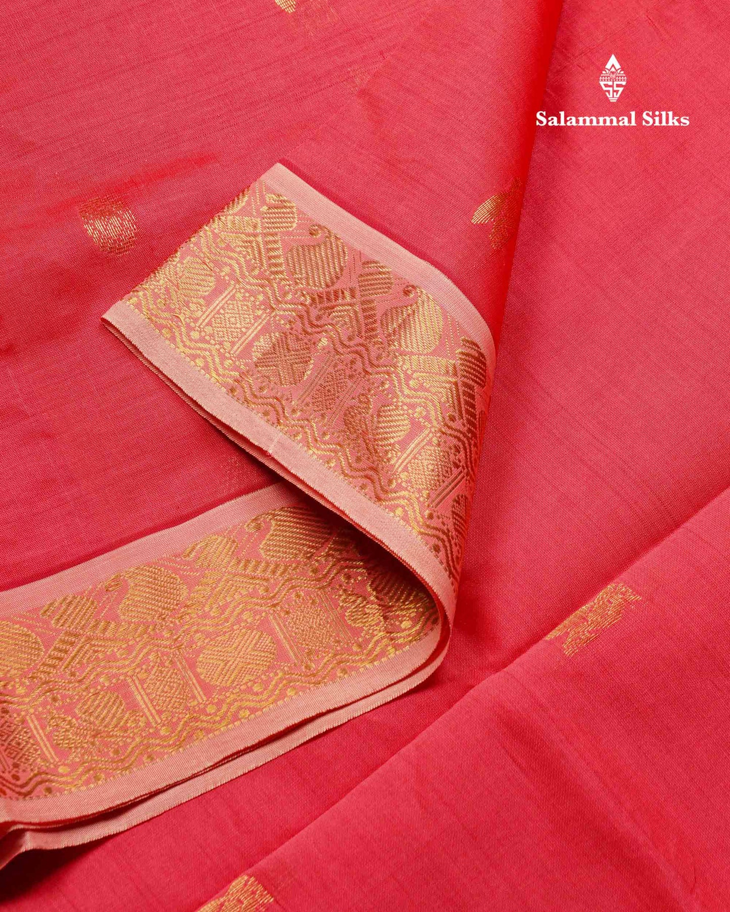 Beautiful Dual Tone Pinkish Peach Semi Silk Cotton Saree With Contrast Cream Blouse