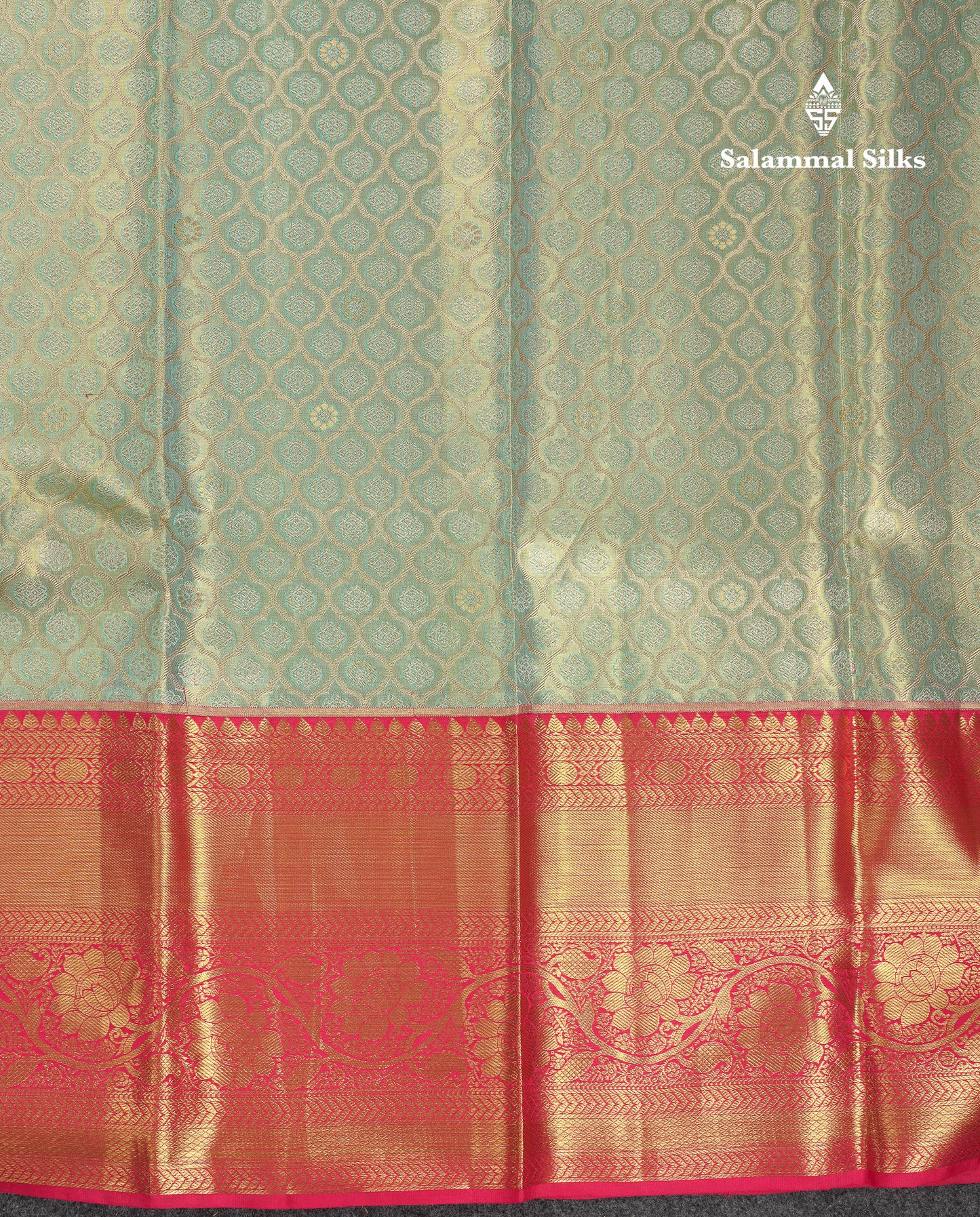 Beautiful Light Rexona Tissue Bridal Pure Kanjivaram Silk Saree With Contrast Pink Traditional Evening Morning Border
