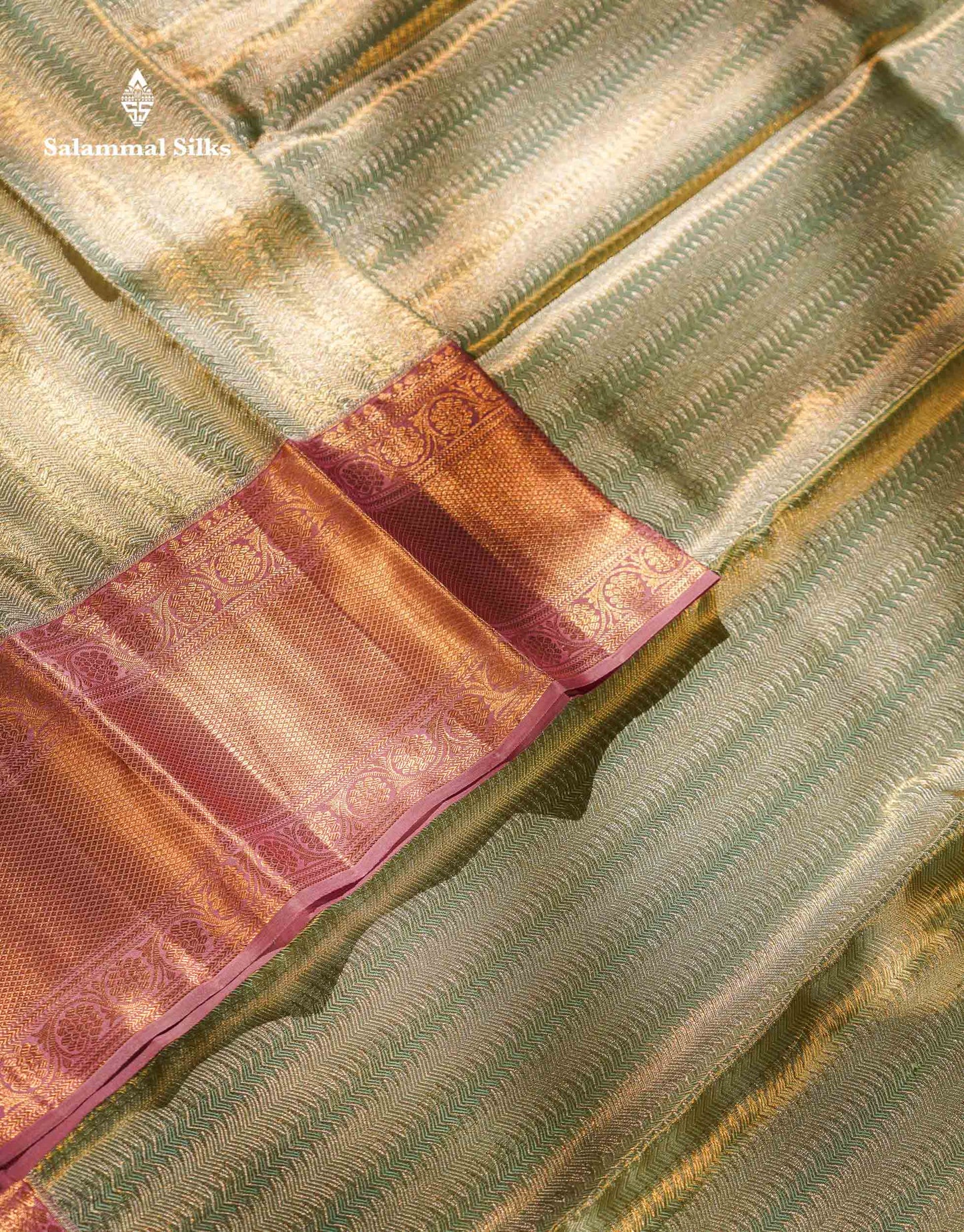 Beautiful Light Rexona Tissue Bridal Pure Kanjivaram Silk Saree With Contrast Onion Pink Traditional Evening Morning Border