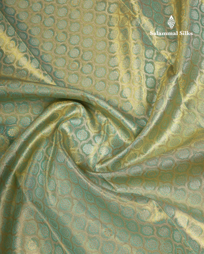 Beautiful Light Rexona Tissue Bridal Pure Kanjivaram Silk Saree With Contrast Pink Traditional Evening Morning Border