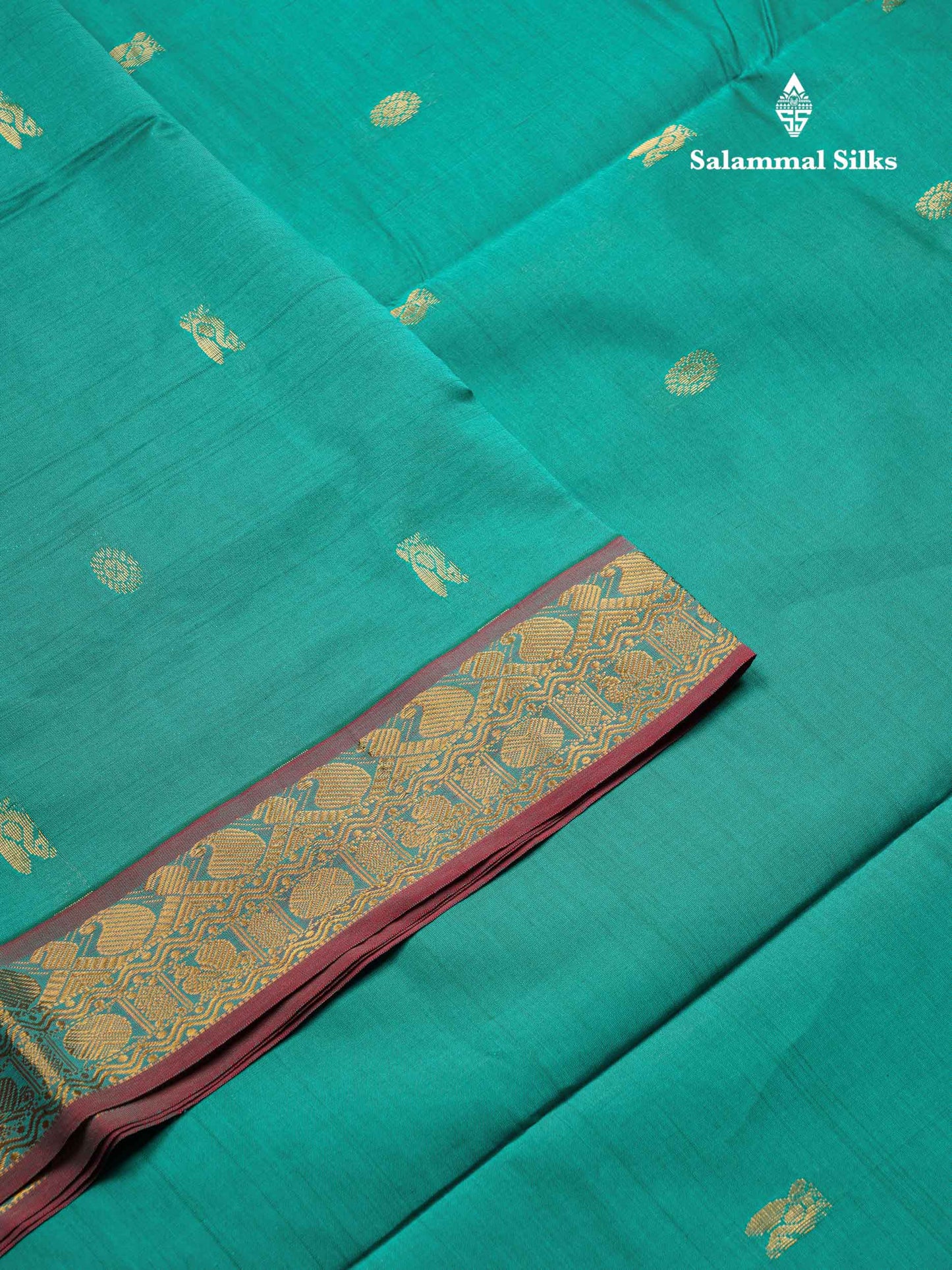 Beautiful Sapphire Green Semi Silk Cotton Saree With Contrast Pink Blouse