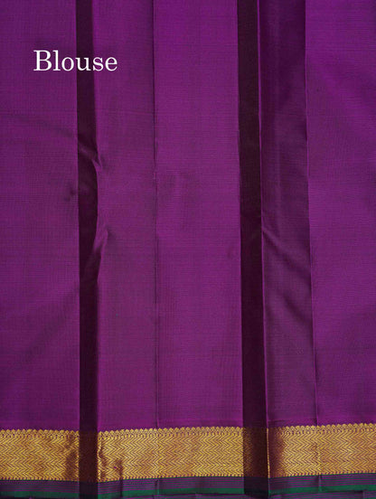 Pure Kanjivaram Silk Saree - Dual Tone Green Colour Body Small Butta With Contrast Traditional Small Border