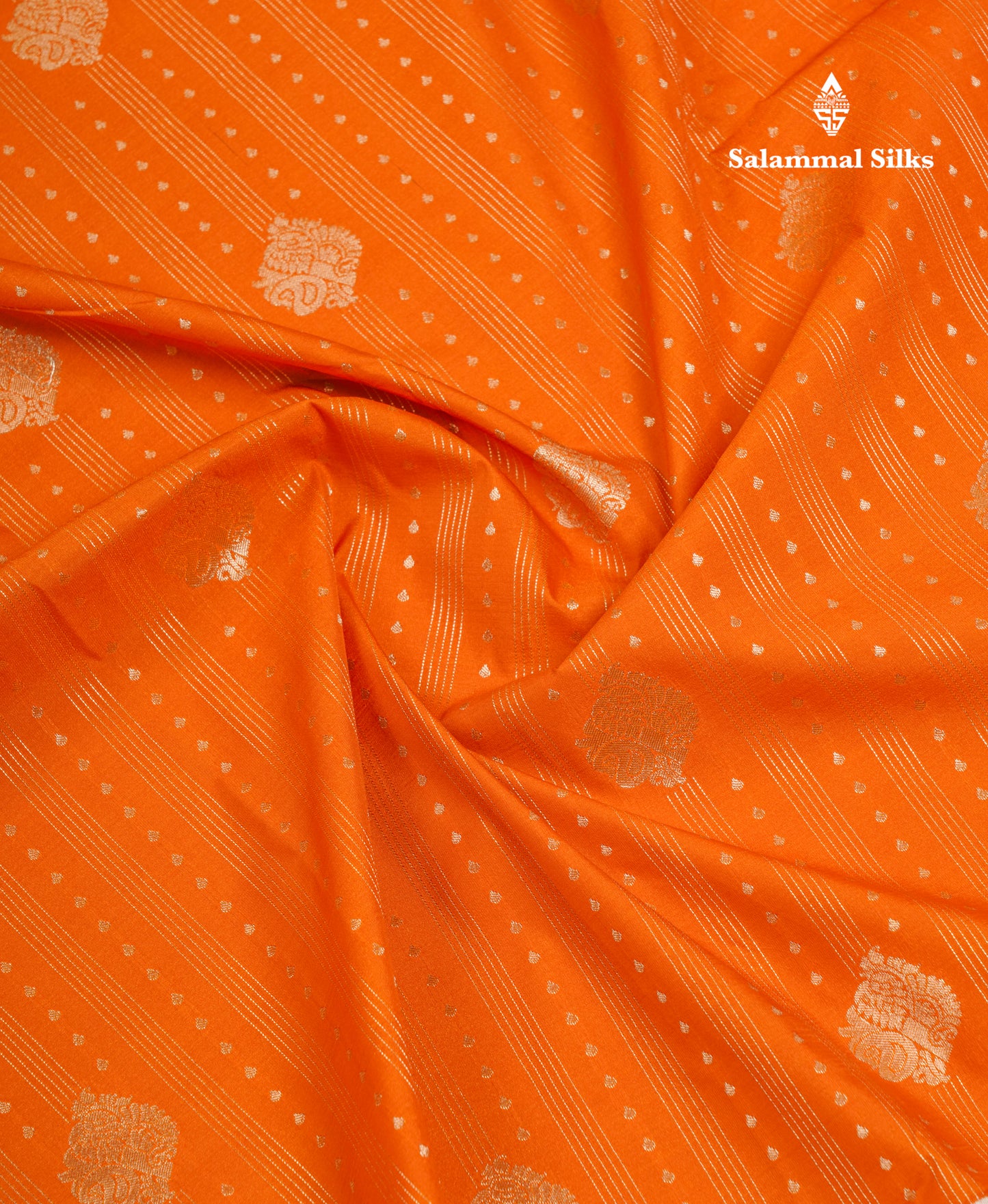 Beautiful Orange Semi Silk Saree With Contrast Cream Sandal Traditional Evening Morning Border