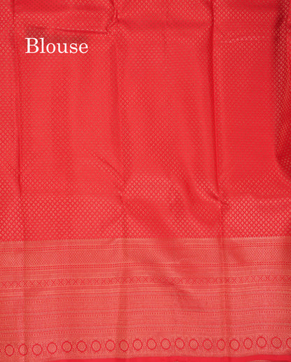 Beautiful Chilly Red Bridal Pure Kanjivaram Silk Saree With Traditional Border