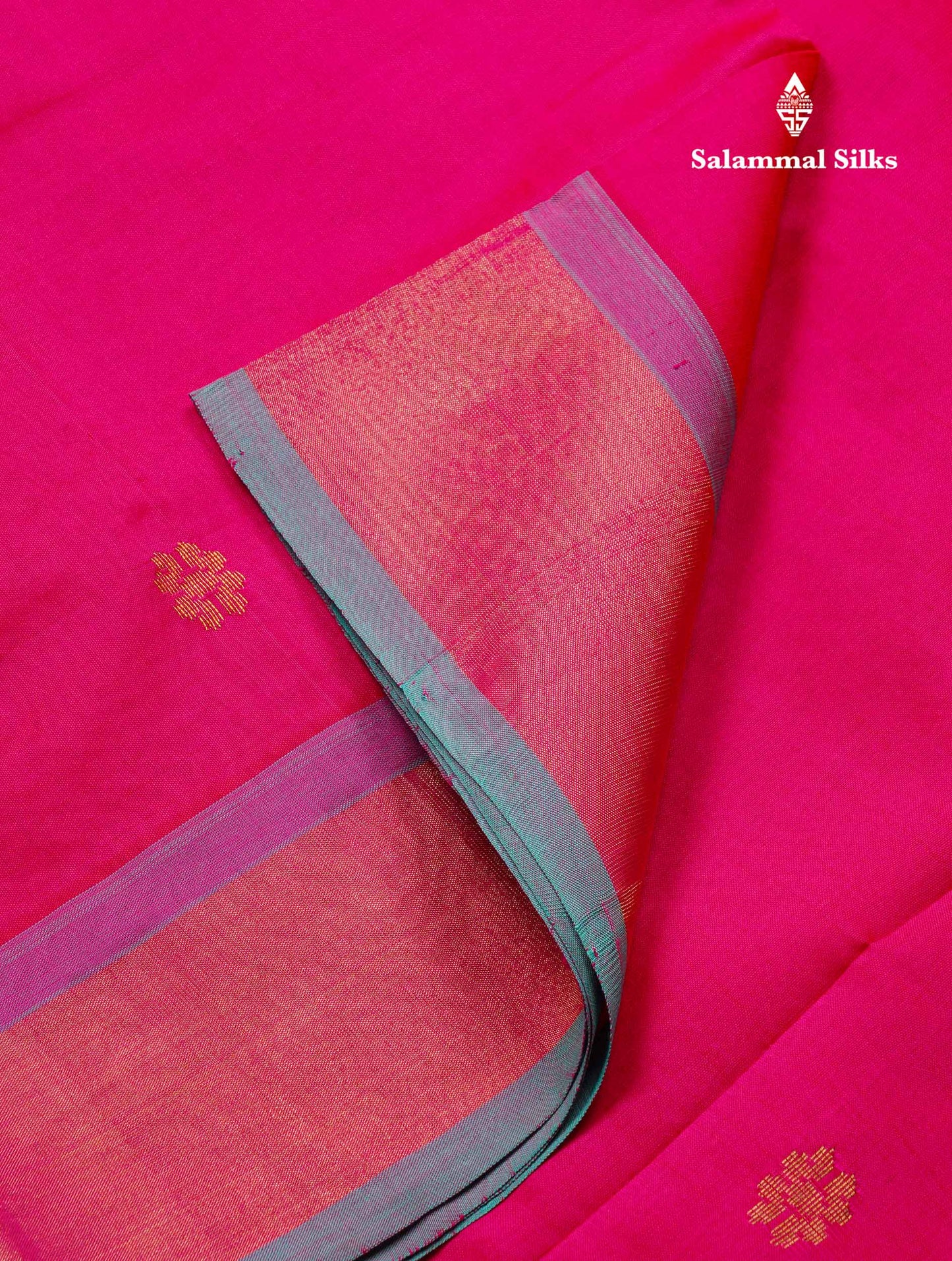 Beautiful Pink Semi Silk Cotton Saree With Contrast Sapphire Green Blouse