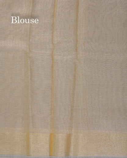 Light Grey Embroidery Work Silk Kota Fancy Saree With Gold Zari Border