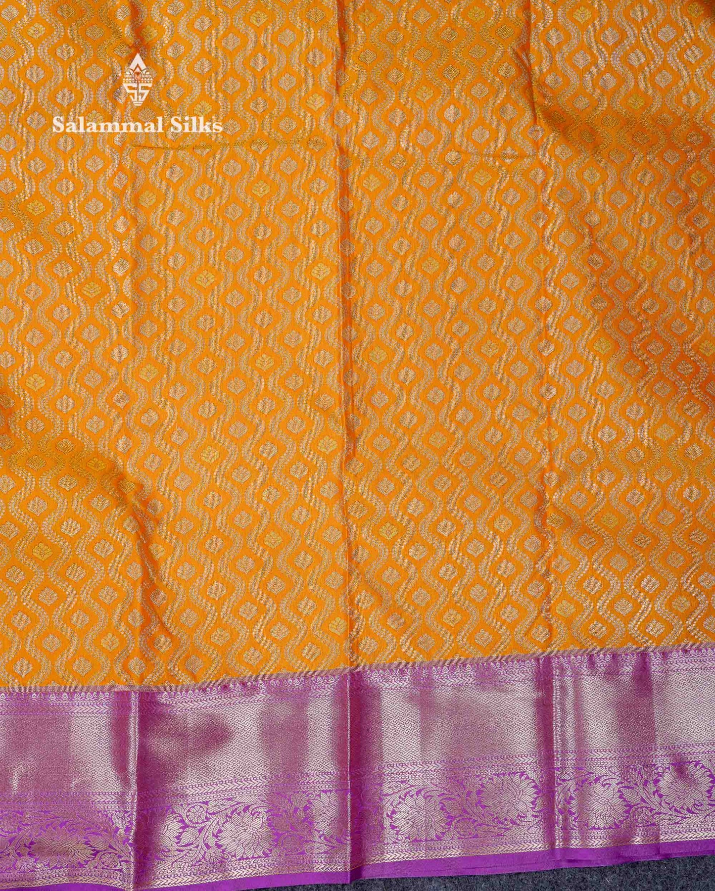 Beautiful Mustard Yellow Bridal Semi Silk Saree With Contrast Vadamalli Traditional Border